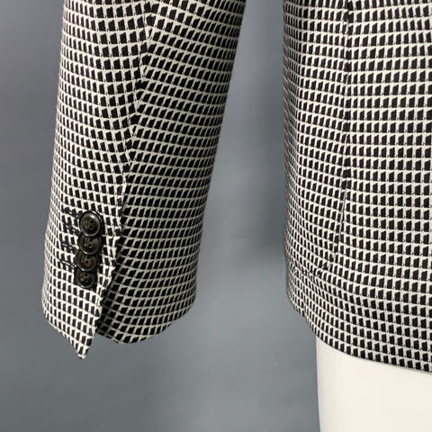 GIORGIO ARMANI Size 38 Regular Black White Nailhead Notch Lapel Sport Coat