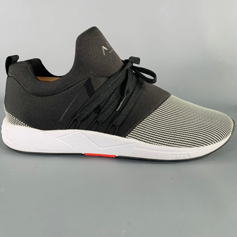 ARKK Size 10 -Raven Mesh- Black White Neoprene Slip On Sneakers