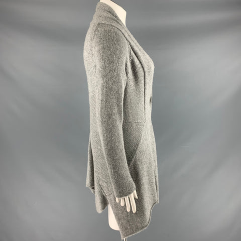 PEACHOO+KREJBERG Taille L Cardigan asymétrique en tricot de laine gris