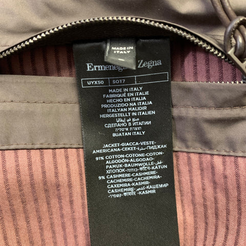 ERMENEGILDO ZEGNA Size L Burgundy Corduroy Cotton cashmere Chore Jacket