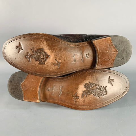 PAUL SMITH Chaussures Richelieu en cuir marron antique, bout golf fleuri, à lacets, taille 44