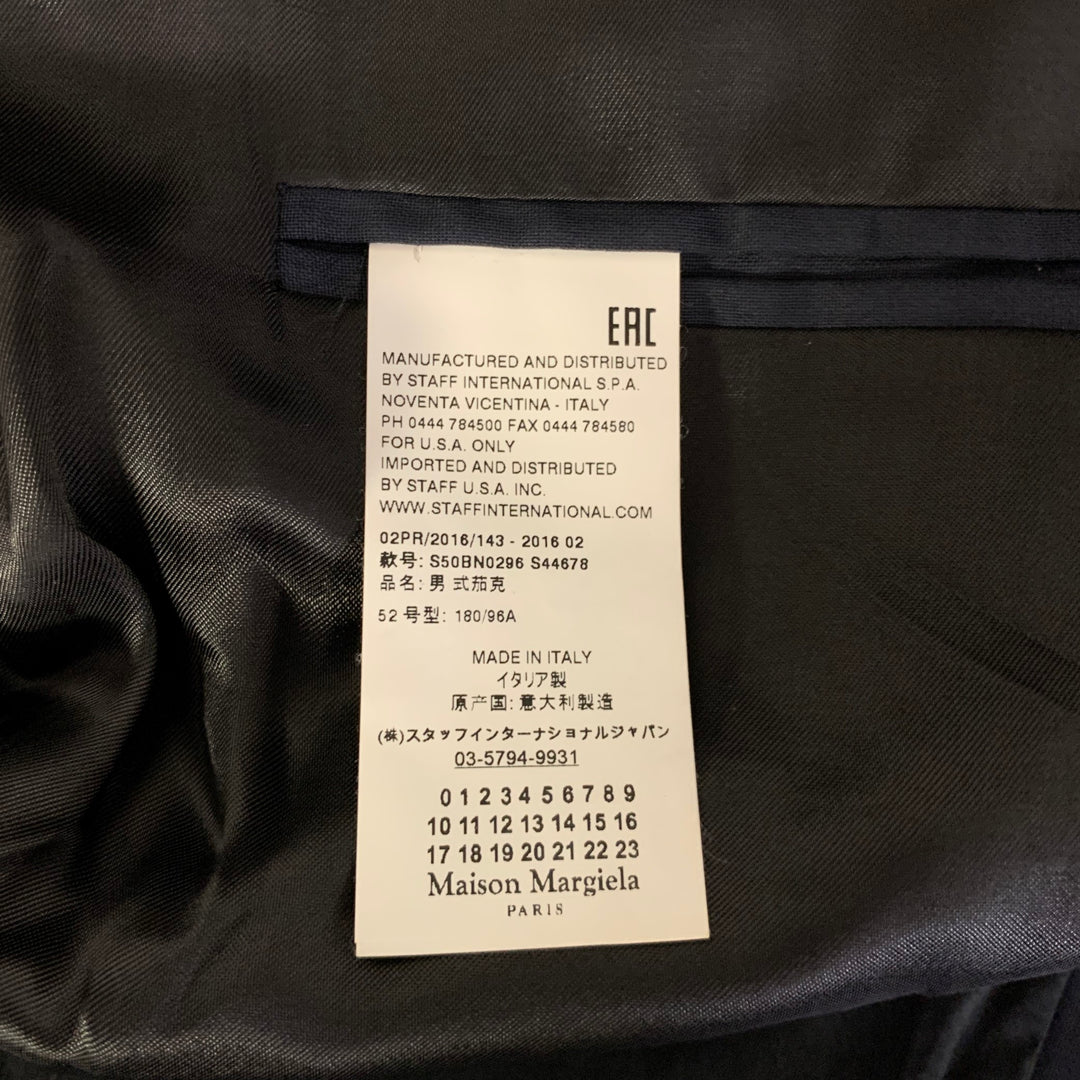 MAISON MARGIELA Size 42 Navy Wool Notch Lapel Sport Coat
