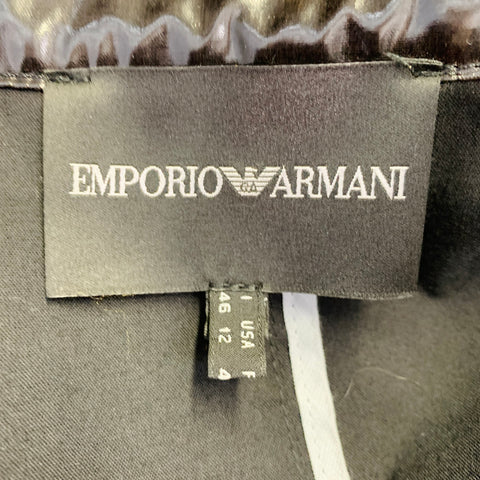 EMPORIO ARMANI Size 12 Black Polyester Cotton Epaulets Zip Pockets Hidden Snaps Coat