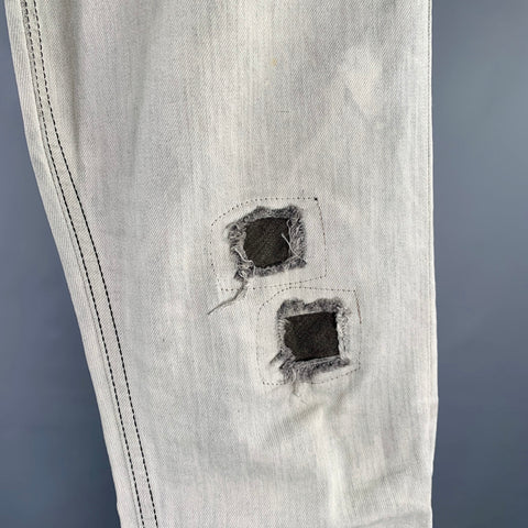 DIESEL FW16 Size 27 Tepphar Grey Distressed Cotton Blend Slim Jeans