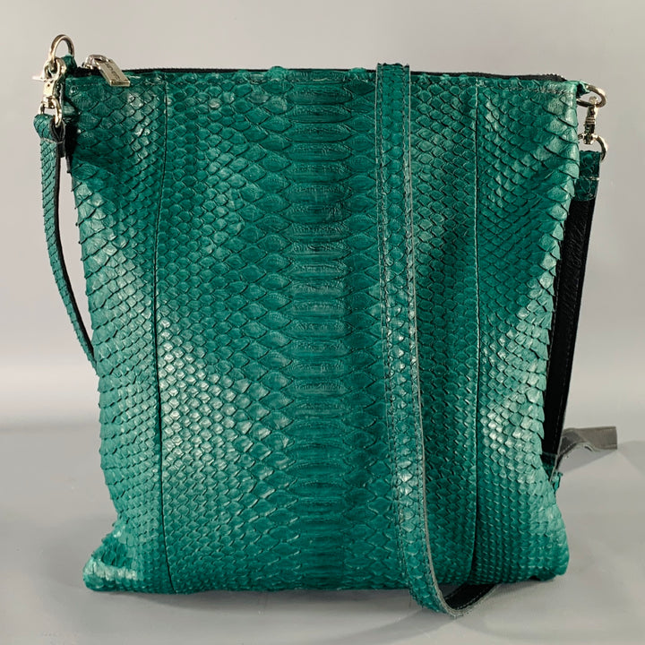 ELISABETH WEINSTOCK Green Snakeskin Leather Cross Body Handbag