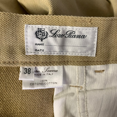 LORO PIANA Size 38 Tan Khaki Solid Cotton Loose fit Jeans
