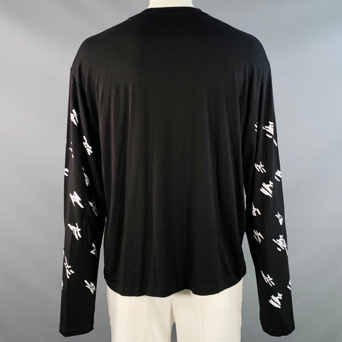 CARNE BOLLENTE Size XXL Black White Merman Print Lyocell Blend Crew Neck Pullover
