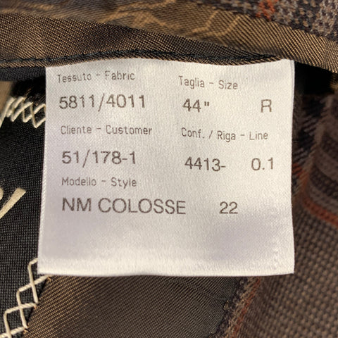 BRIONI Size 44 Brown Orange Plaid Wool Single Breasted Sport Coat