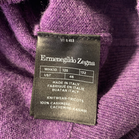 ERMENEGILDO ZEGNA Size M Purple Cashmere 3/4 zipper Pullover