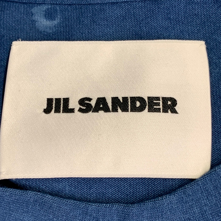JIL SANDER Size XL City Lights Blue White Abstract Cotton Crew Neck T-shirt