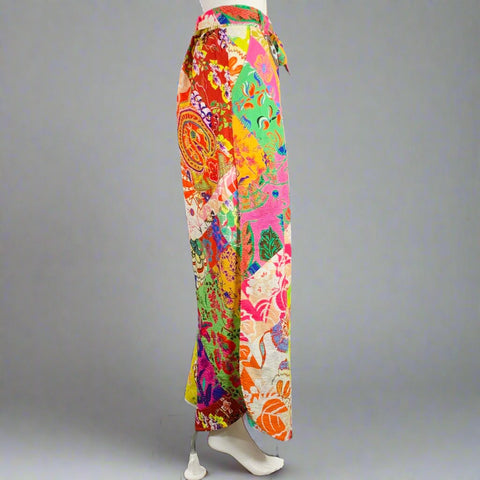 DESIGUAL Size M Multi Color Cotton Floral Wide Leg Casual Pants