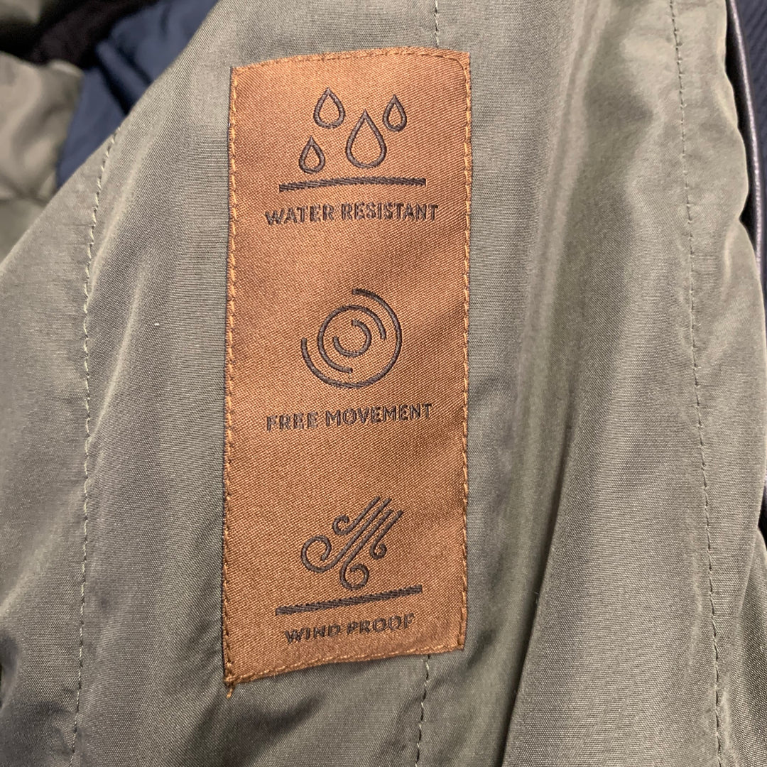 CORNELIANI Size M Navy Twill Virgin Wool Car Coat