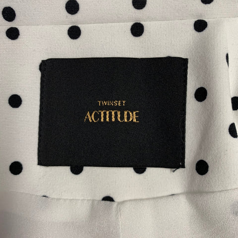 TWINSET ATITUDE Size S White Black Polyester Blend Blazer