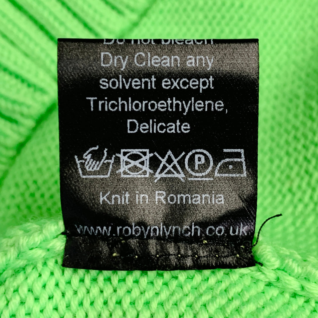 ROBYN LYNCH Size S Neon Green Merino Wool Cashmere Crew Neck Sweater