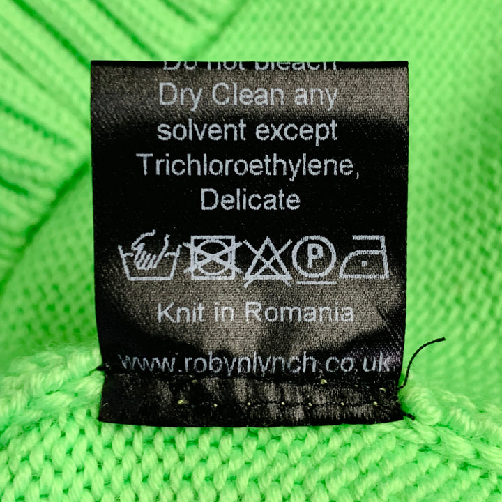 ROBYN LYNCH Size S Neon Green Merino Wool Cashmere Crew Neck Sweater