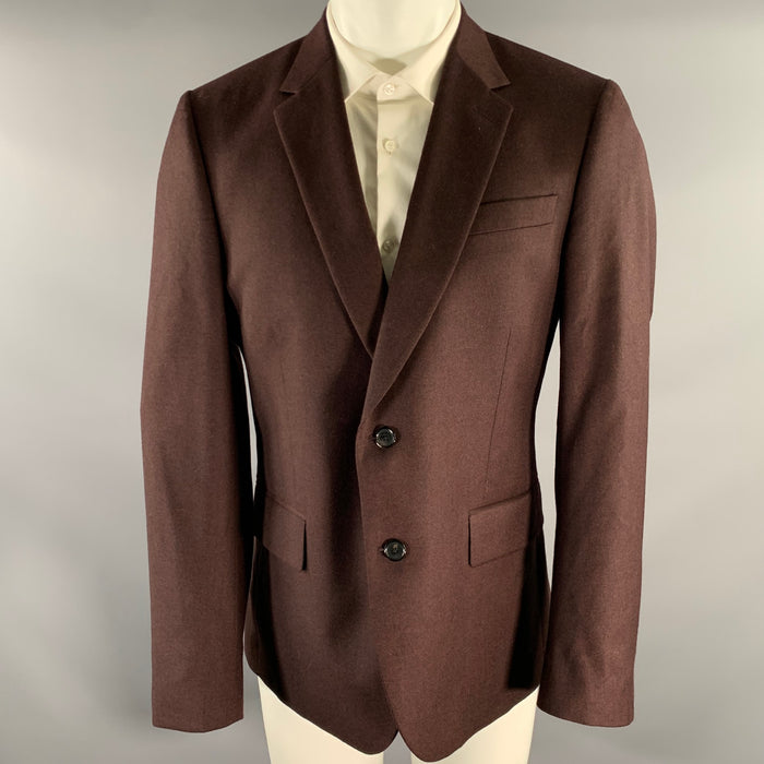PAUL SMITH Chest Size 42 Burgundy Heather Wool Cashmere Notch Lapel Sport Coat