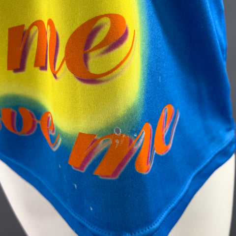 WALTER VAN BEIRENDONCK SS1997  Size S Blue Pink & Yellow Graphic Polyester T Shirt