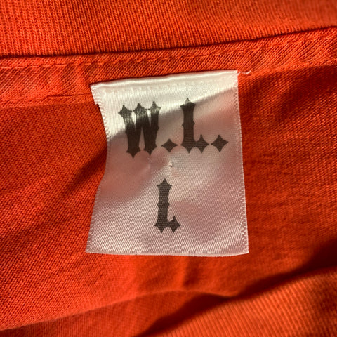 WARREN LOTAS Size L Orange Graphic Cotton Crew Neck Pullover