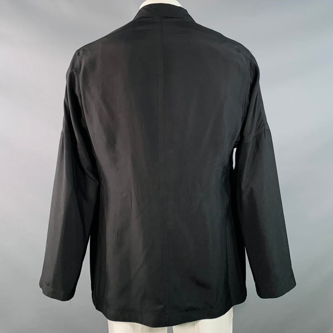 YOHJI YAMAMOTO Size XL Black Silk Single Breasted Drop Shoulder Sport Coat