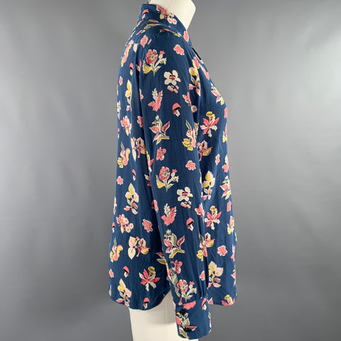 MAX MARA Size M Blue Floral Long Sleeve Blouse