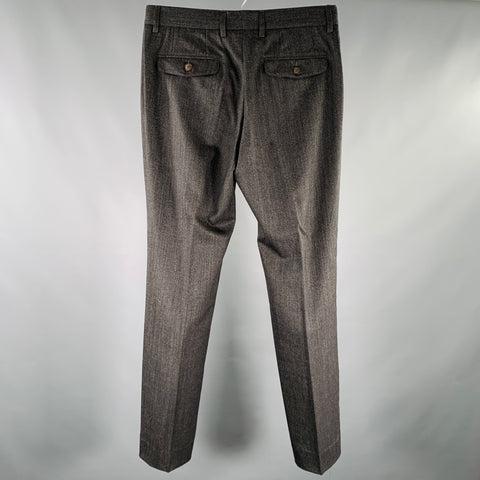 Pantalon habillé GIORGIO ARMANI en twill gris anthracite de laine vierge mélangée, taille 32