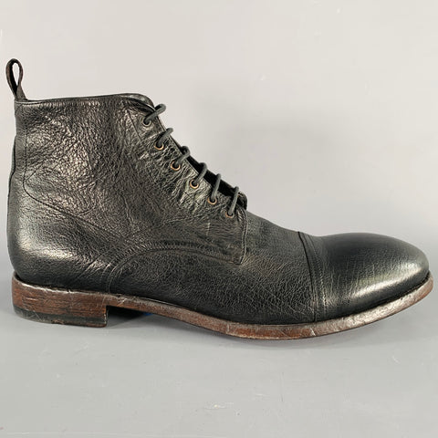PAUL SMITH Size 12 Black Leather Lace-Up Ankle Boots