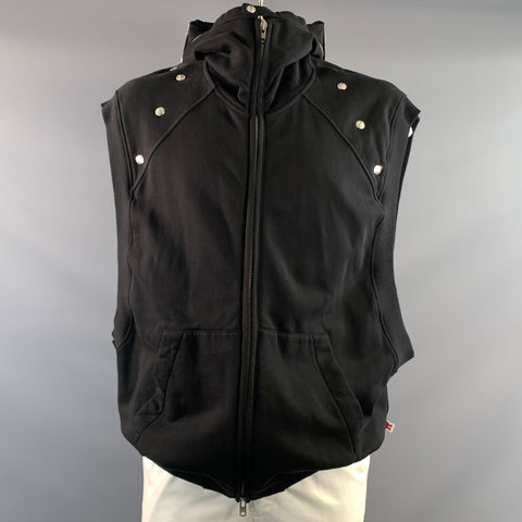 WALTER VAN BEIRENDONCK Size L Black Cotton Hoodie Jacket