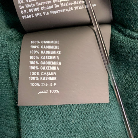 PRADA Taille XL Pull col rond en cachemire tricoté vert forêt