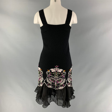 MANOUSH Taille XS Robe perlée brodée en mélange de viscose noire