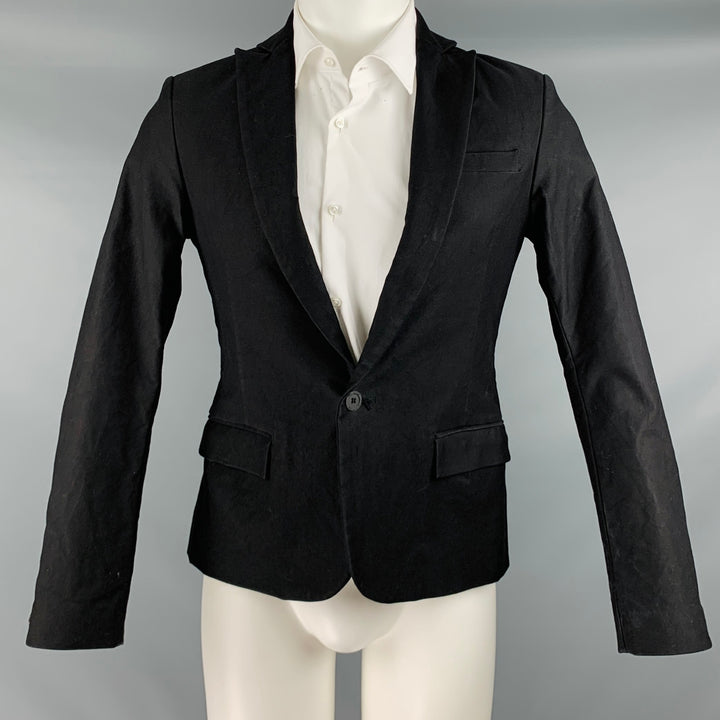 FACTOTUM Size 36 Black Cotton Blend Single Button Jacket