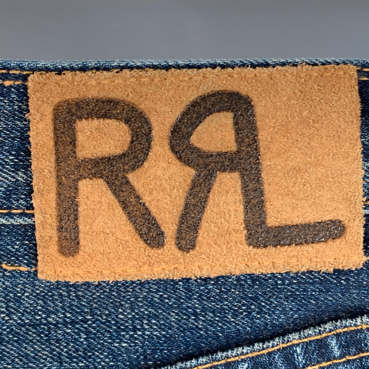 RRL by RALPH LAUREN Size 34 Blue Cotton Selvedge Denim Twill Straight Button Fly Jeans