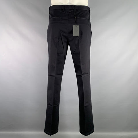 JOHN VARVATOS Size 34 Black Cotton Blend Flat Front Casual Pants