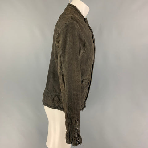 GIORGIO BRATO Size 40 Charcoal Distressed Zip Up Jacket