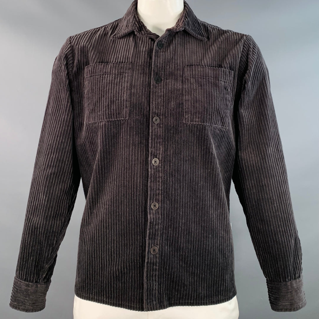 WAX Size L Grey Charcoal Corduroy Cotton Blend Shirt Jacket