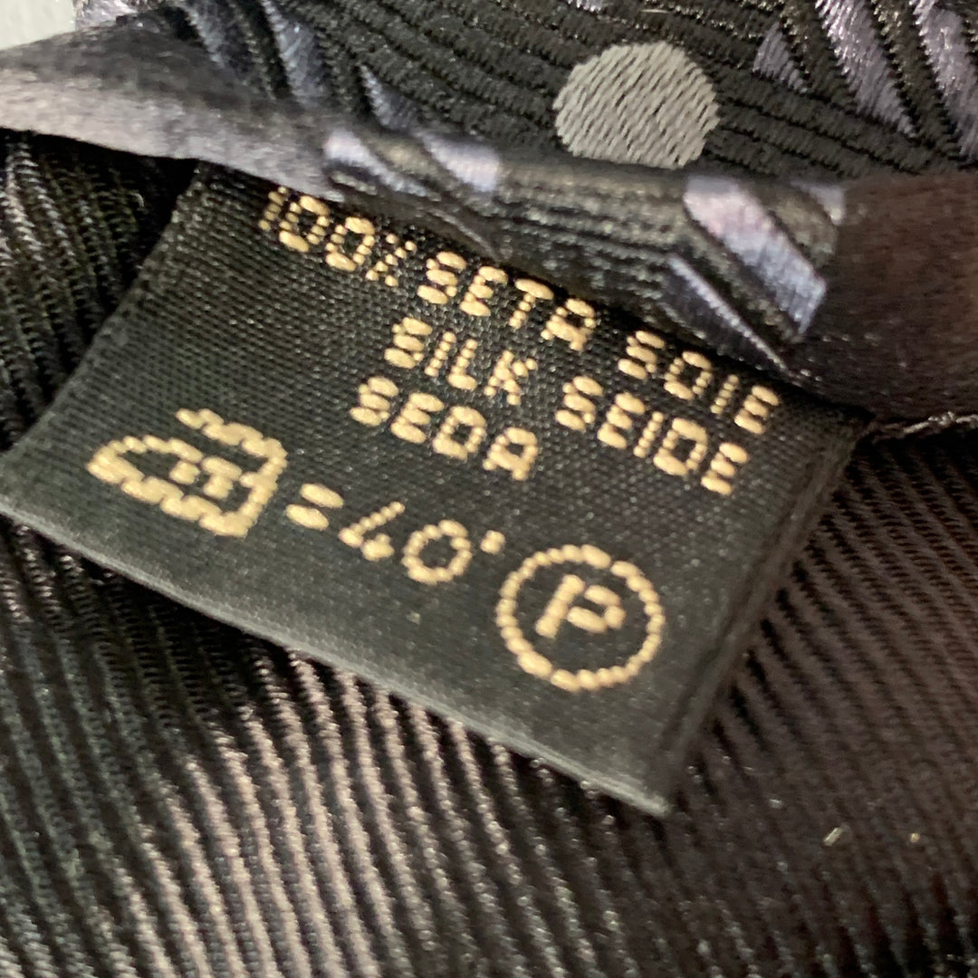 ERMENEGILDO ZEGNA Black Navy Geometric Jacquard Silk Tie