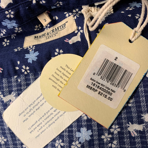 LEVI'S Size M Navy Blue Floral Rabbit Print Cotton Long Sleeve Shirt