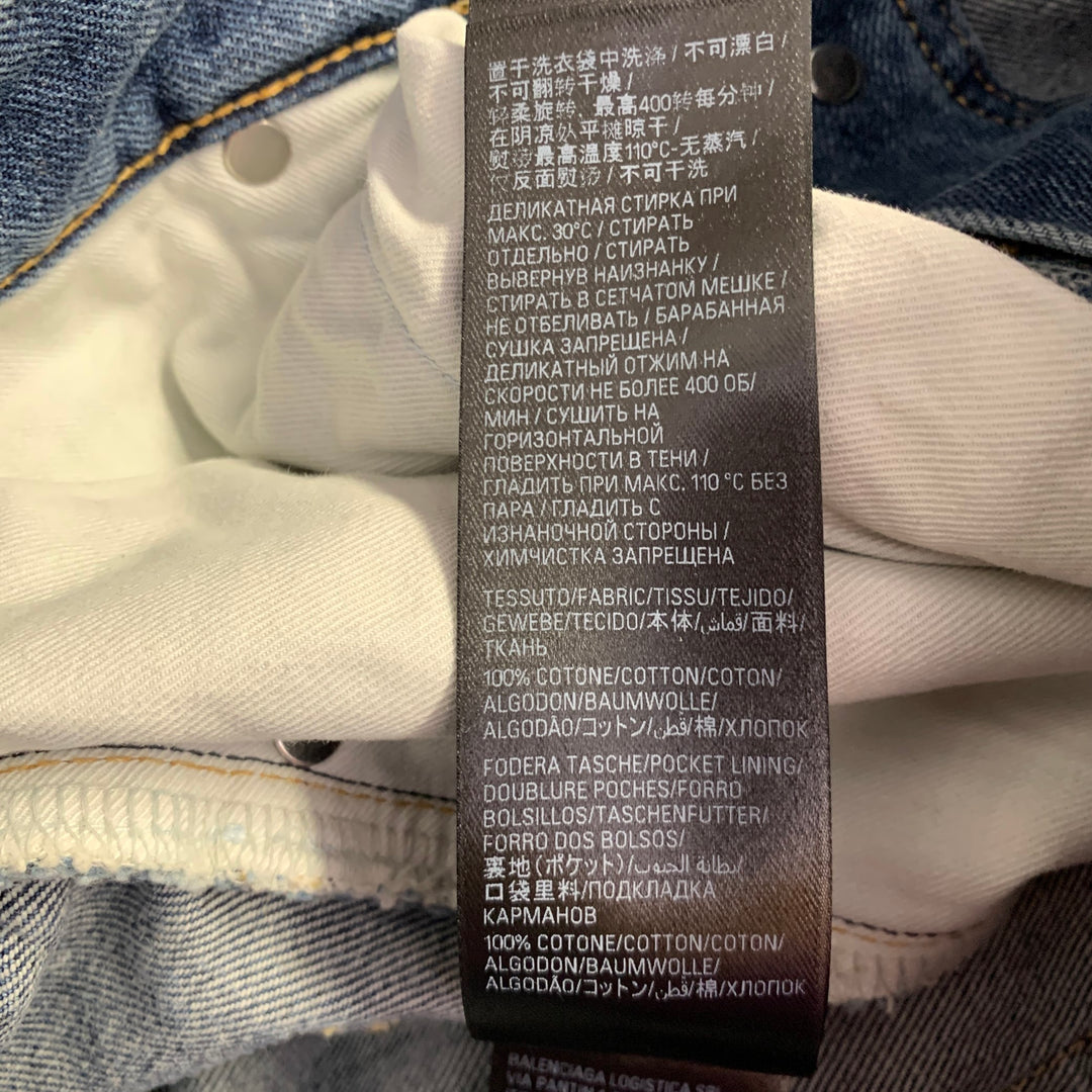 BALENCIAGA SS23 Size XS -Super Destroyed- Blue Grey Denim Drop Crotch Jeans