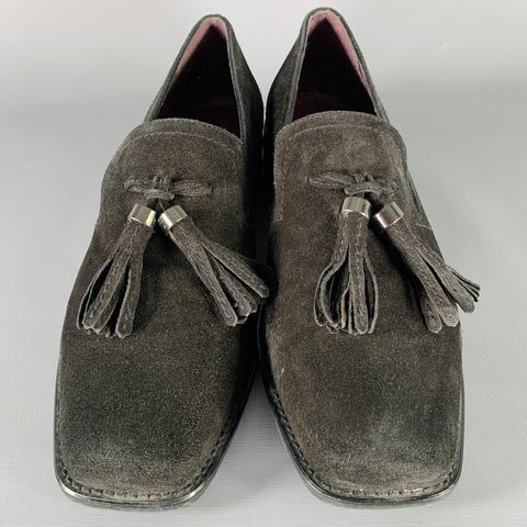 STUART WEITZMAN Size 8.5 Black Suede Tassels Loafer Pumps