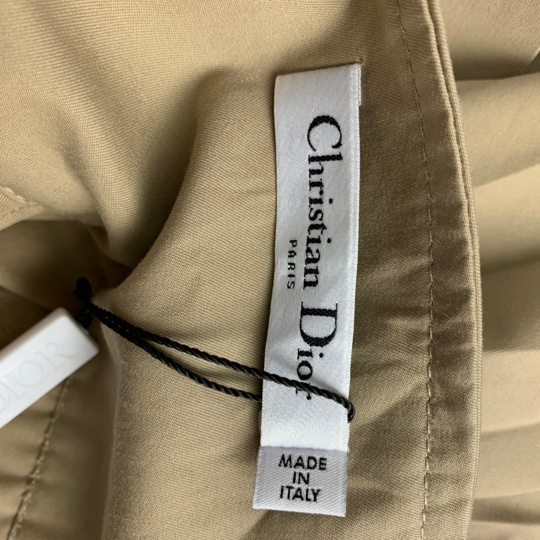 CHRISTIAN DIOR Size 4 Khaki Cotton Gabardine Pleated
