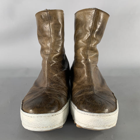 SEI OTTO Size 10 Brown White Crackled Leather Winter Boots