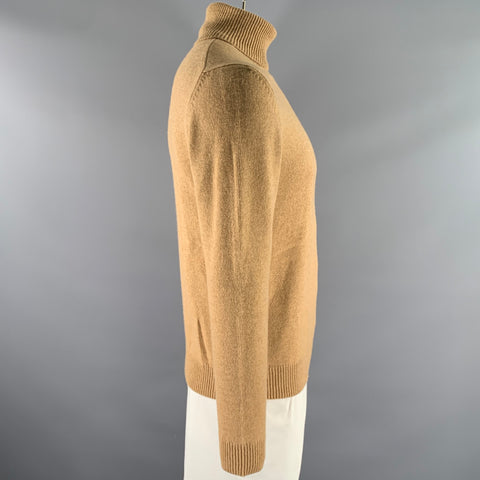 RALPH LAUREN Size L Camel Knit Cashmere Turtleneck Sweater