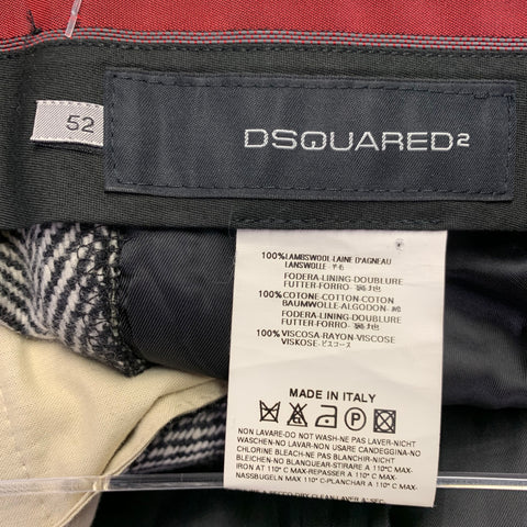 DSQUARED2 Size 36 Black White Herringbone Virgin Wool Flat Front Dress Pants