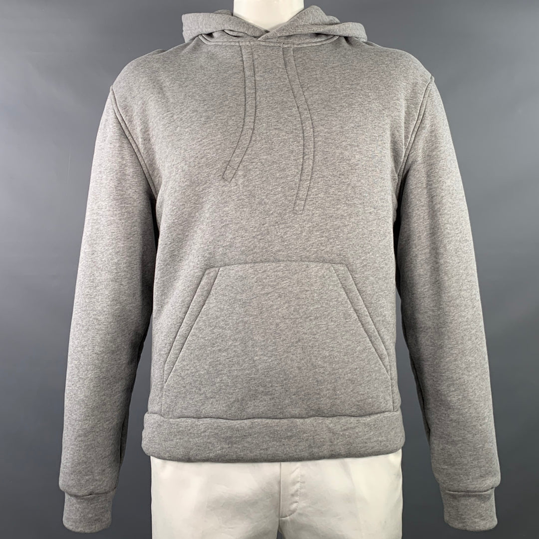 JACQUEMUS Size XL Doubourne Heather Grey Padded Cotton Hooded Sweatshirt