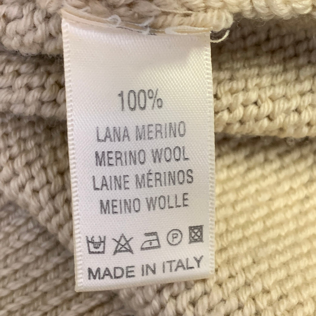 GRP Size L Beige Knit Merino Wool Turtleneck Sweater