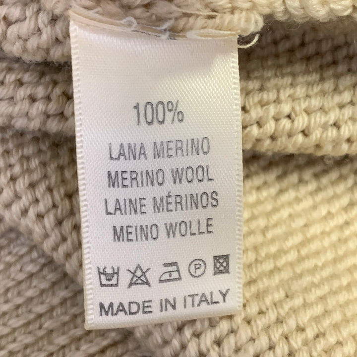 GRP Size L Beige Knit Merino Wool Turtleneck Sweater