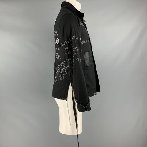 LEH Size M Black White Embroidery Shirt Jacket