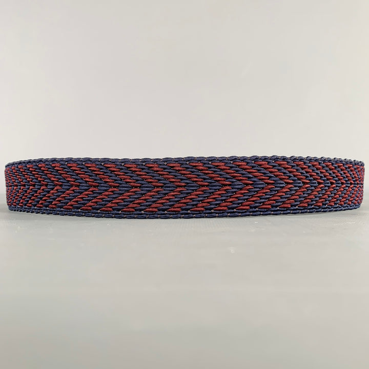 VINTAGE Size 35 Navy Burgundy Woven Cord Leather Belt