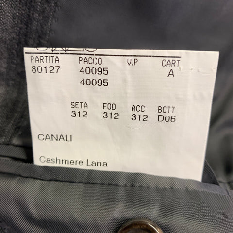 CANALI Size 40 Grey Charcoal Stripe Wool Cashmere Single Breasted Suit