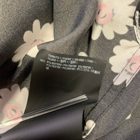 BALENCIAGA Size S Black & White Pink Floral Polyester Long Sleeve Shirt
