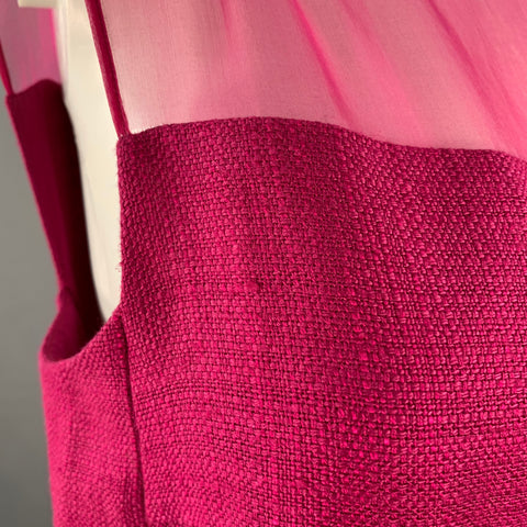 GIAMBATTISTA VALLI Robe sans manches tissée en mélange de lin framboise Taille XXS